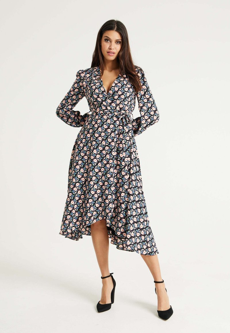 Liquorish FLORAL FOLIAGE PRINT MIDI - Day dress - black