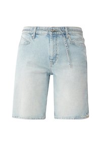 s.Oliver REGULAR BERMUDA MIT TEXTILGÜRTEL - Short en jean - blassblau