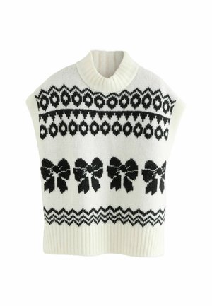 REGULAR FIT - Top - black white bow fairisle pattern