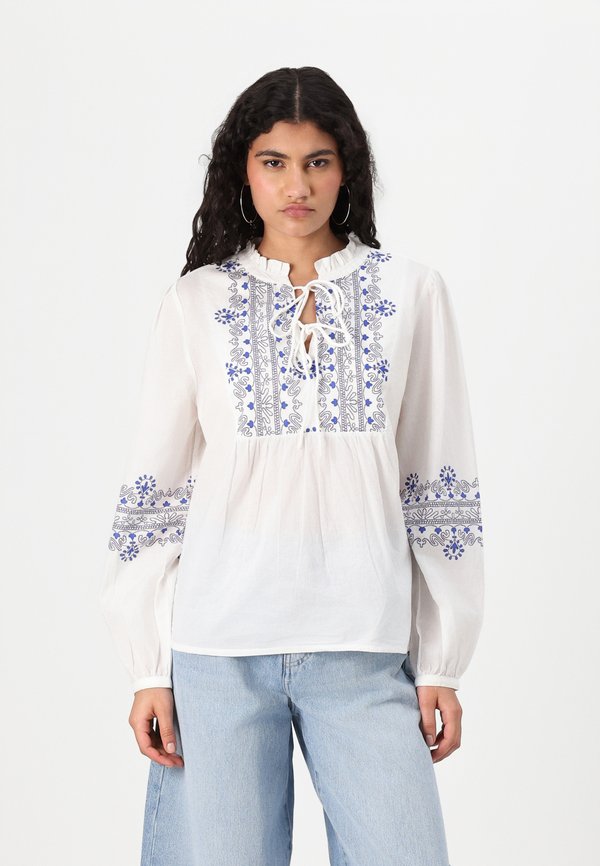 ONLDELINE TIE - Blouse - cloud dancer