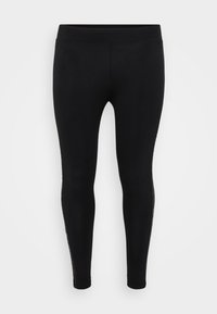 Μαύρες κολάν με λεία υφή, με ψηλή μέση, στενή γραμμή και δαντέλα κατά μήκος των πλαϊνών. Ελαστικός και εφαρμοστός σχεδιασμός.