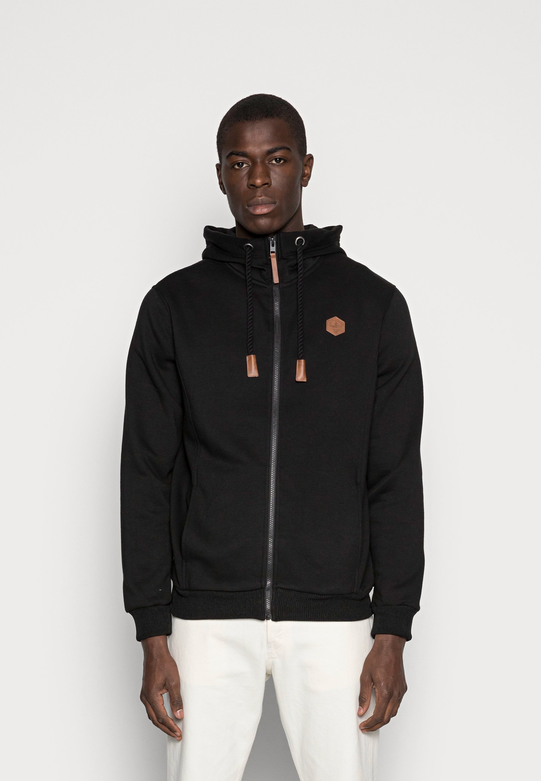 JACK & JONES Jornorrebro EMB Sweat Zip Hood Noos - Felpa Con Cappuccio E Cerniera Uomo - Taglio Largo
