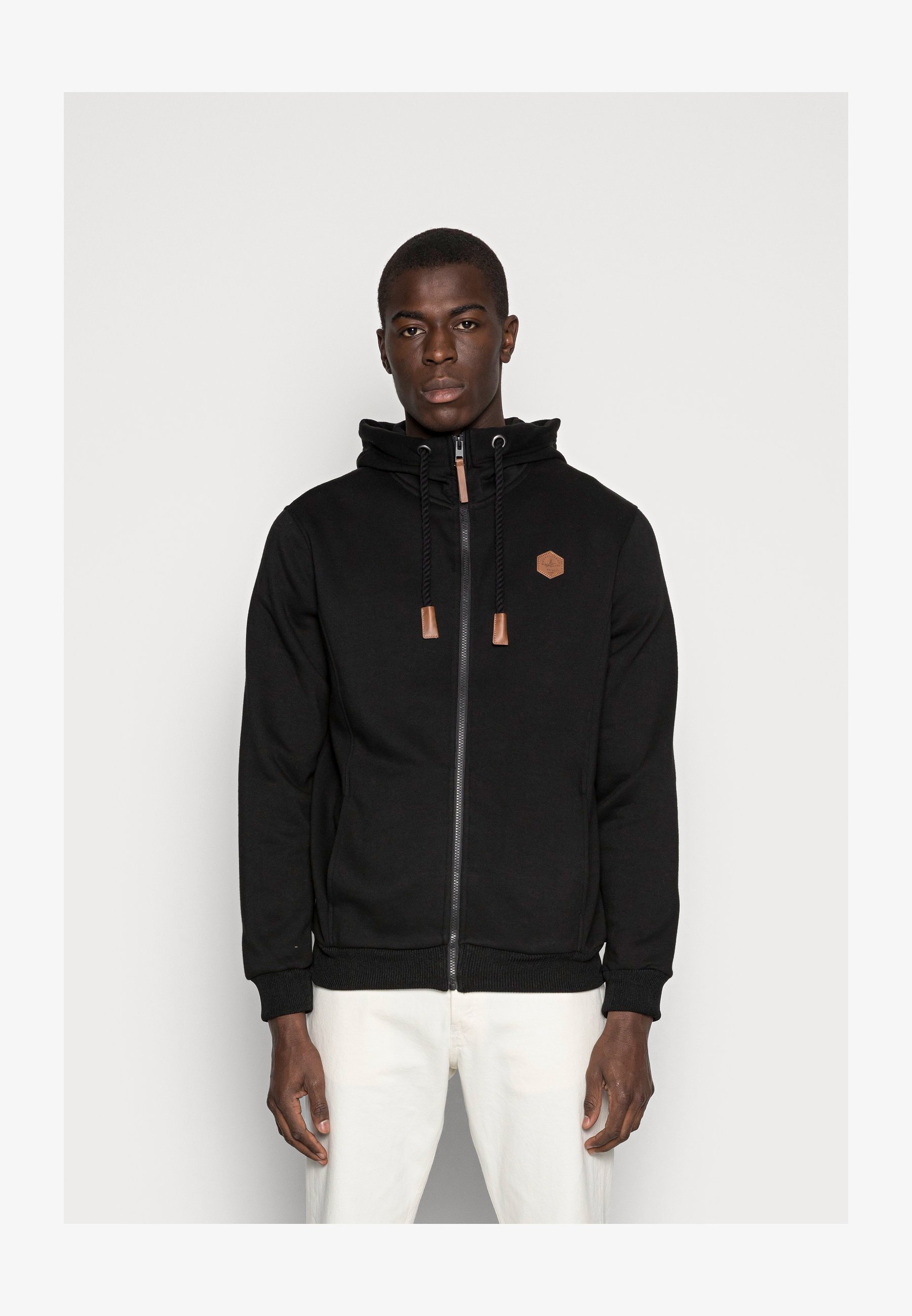 JACK & JONES Jornorrebro EMB Sweat Zip Hood Noos - Felpa Con Cappuccio E Cerniera Uomo - Taglio Largo