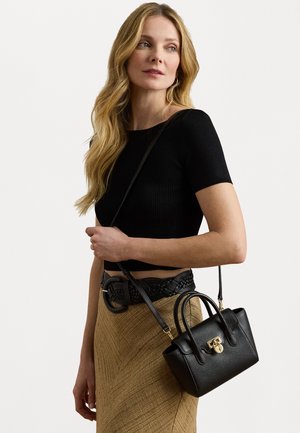 Lauren Ralph Lauren PEBBLED LEATHER SMALL TANNER SATCHEL - Mala de mão - black