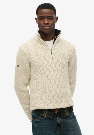 HALF ZIP JACOB CABLE - Jersey de punto - off white wit