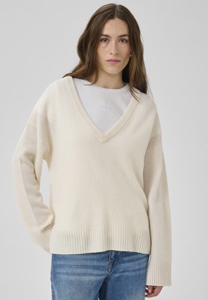 HUXI V-NECK PULLOVER - Džemper - snow white