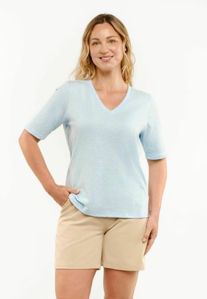 Liberté Essentiel, ULLA SS VNECK TSHIRT - Lihtne T-särk - baby blue