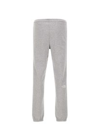 Pantalons de survêtement gris clair avec taille élastique et poignets, arborant le logo The North Face sur le haut de la jambe gauche.