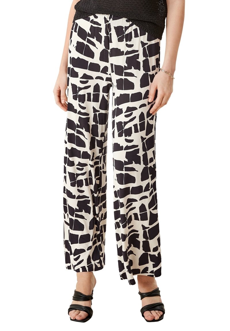 Damen Chinos | s.Oliver BLACK LABEL REGULAR WIDE LEG STRETCH Stoffhose black aop/schwarz - RV90602 Damen Chinos | s.Oliver BLACK LABEL REGULAR WIDE LEG STRETCH Stoffhose black aop/schwarz - RV90602