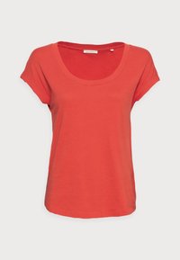 Rød kortærmet T-shirt med scoop-udskæring, fremstillet af blødt bomuld, med en afslappet pasform og diskrete syninger.