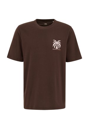 WE Fashion, Nyomott mintás póló - dark brown