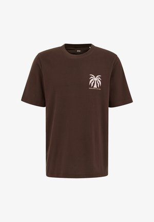 WE Fashion, Nyomott mintás póló - dark brown