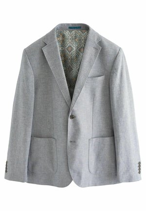 SLIM FIT TEXTURED LINEN BLEND - Sakko - blue