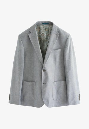 SLIM FIT TEXTURED LINEN BLEND - Sakko - blue
