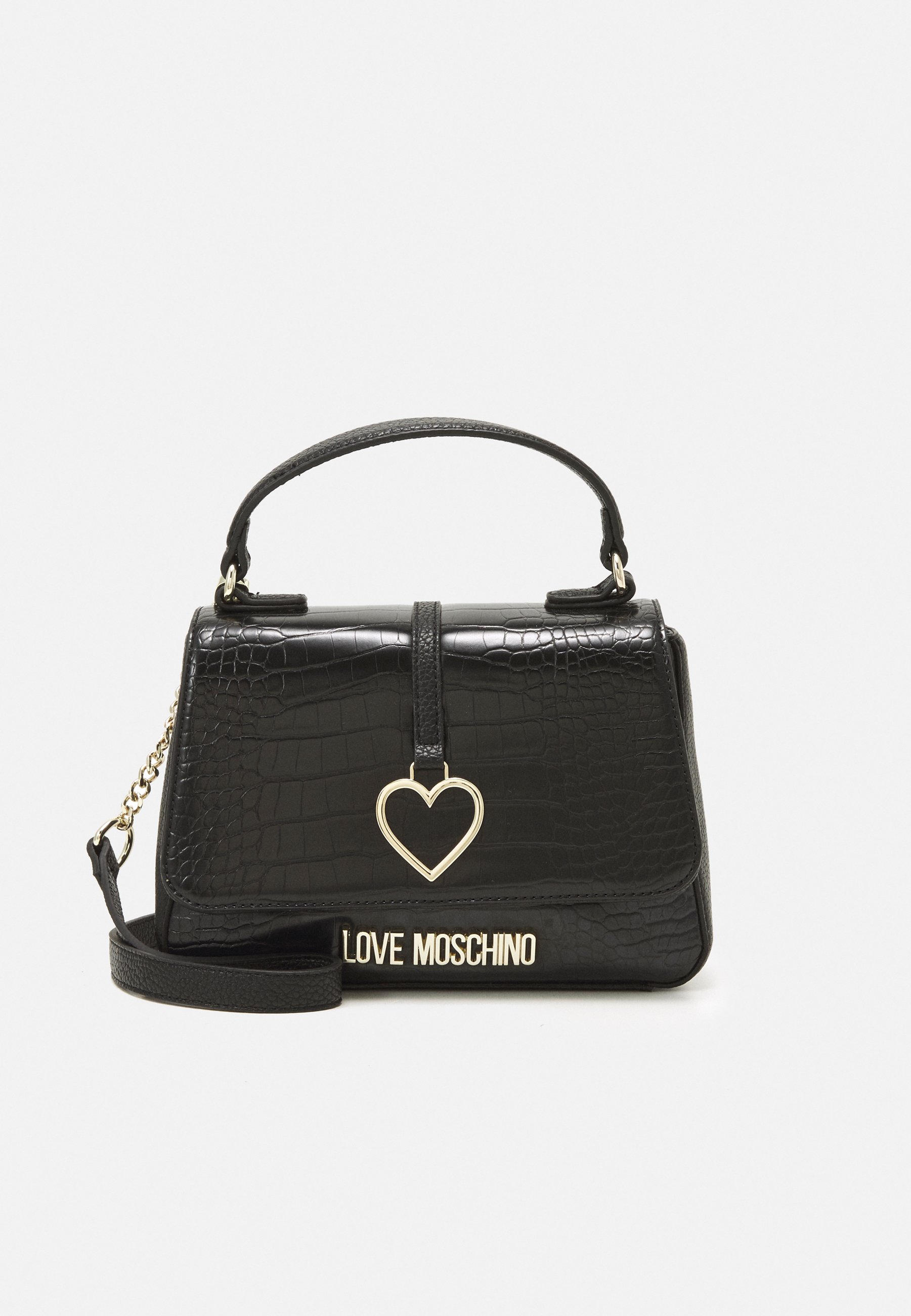 Love Moschino TOP HANDLE CROCO HEART CROSSBODY - Borsa a mano - black/nero  - Zalando.it