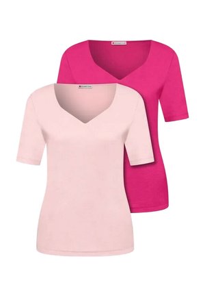 T-SHIRTS MIT HERZAUSSCHNITT IM 2ER-PACK - Camiseta básica - magenta dream minimal rose