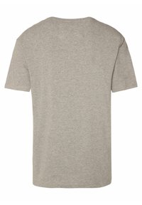 Grijze T-shirt met korte mouwen, gemaakt van zachte stof, met een ronde hals en een effen ontwerp. Geen zichtbare logo's of patronen op de achterkant.