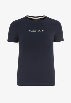 Guess Jeans SLIM LOGO EMB - T-shirt con stampa - blu scuro