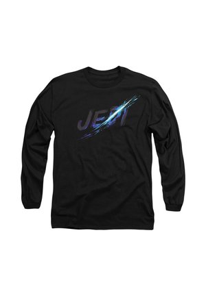 Black long-sleeve shirt featuring the word "JEDI" in a stylized, colorful font with brushstroke effects across the chest.