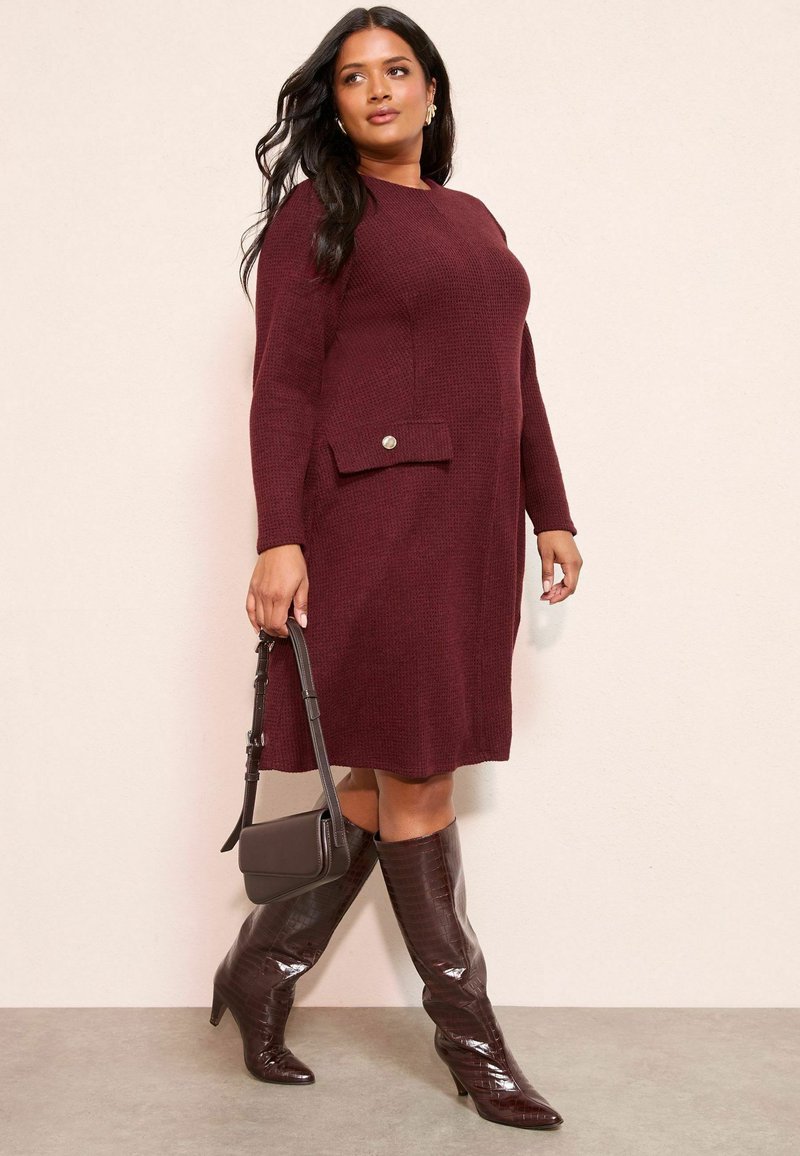 Friends Like These PLUS SIZE - LONG SLEEVE POCKET DETAIL COSY MINI - Jumper dress - berry red/dark red - Zalando Friends Like These PLUS SIZE - LONG SLEEVE POCKET DETAIL COSY MINI - Jumper dress - berry red/dark red - Zalando
