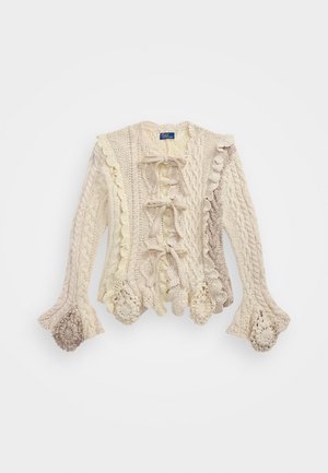 Polo Ralph Lauren MIXED STITCH TIE FRONT CARDIGAN - Cardigan - cream multi
