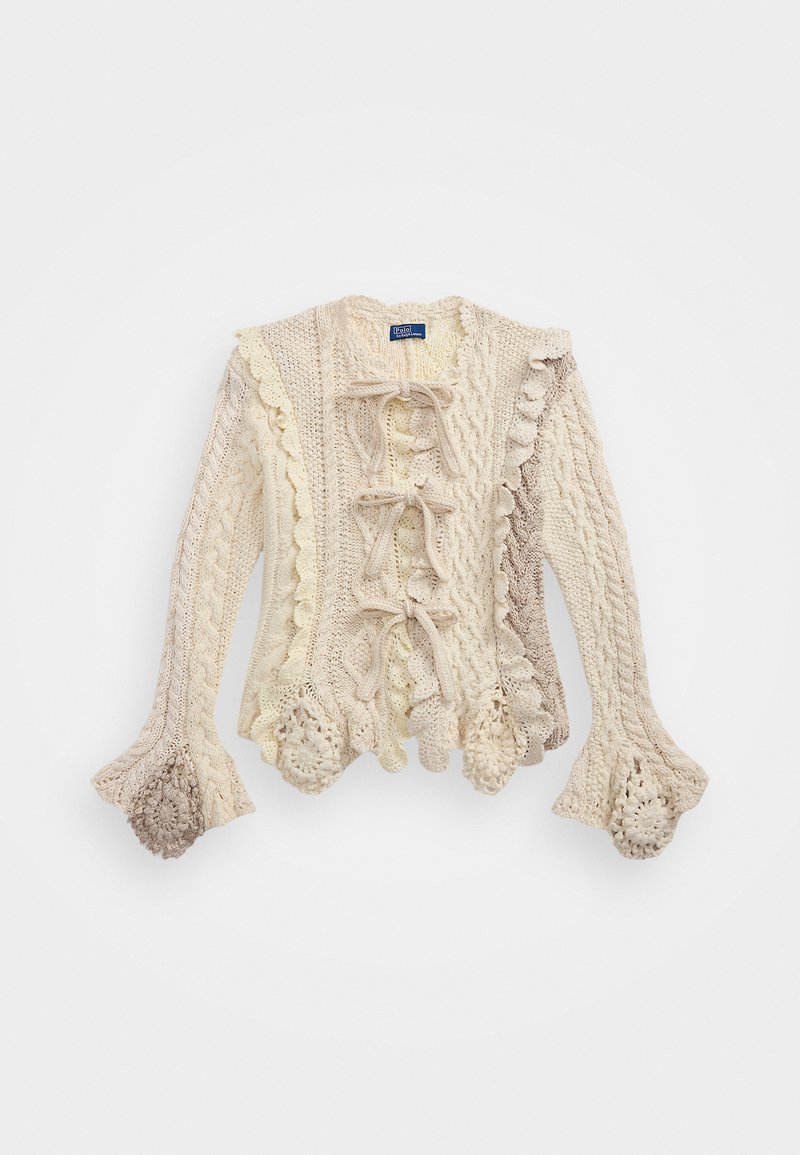 Polo Ralph Lauren MIXED STITCH TIE FRONT CARDIGAN - Kardigan - cream multi