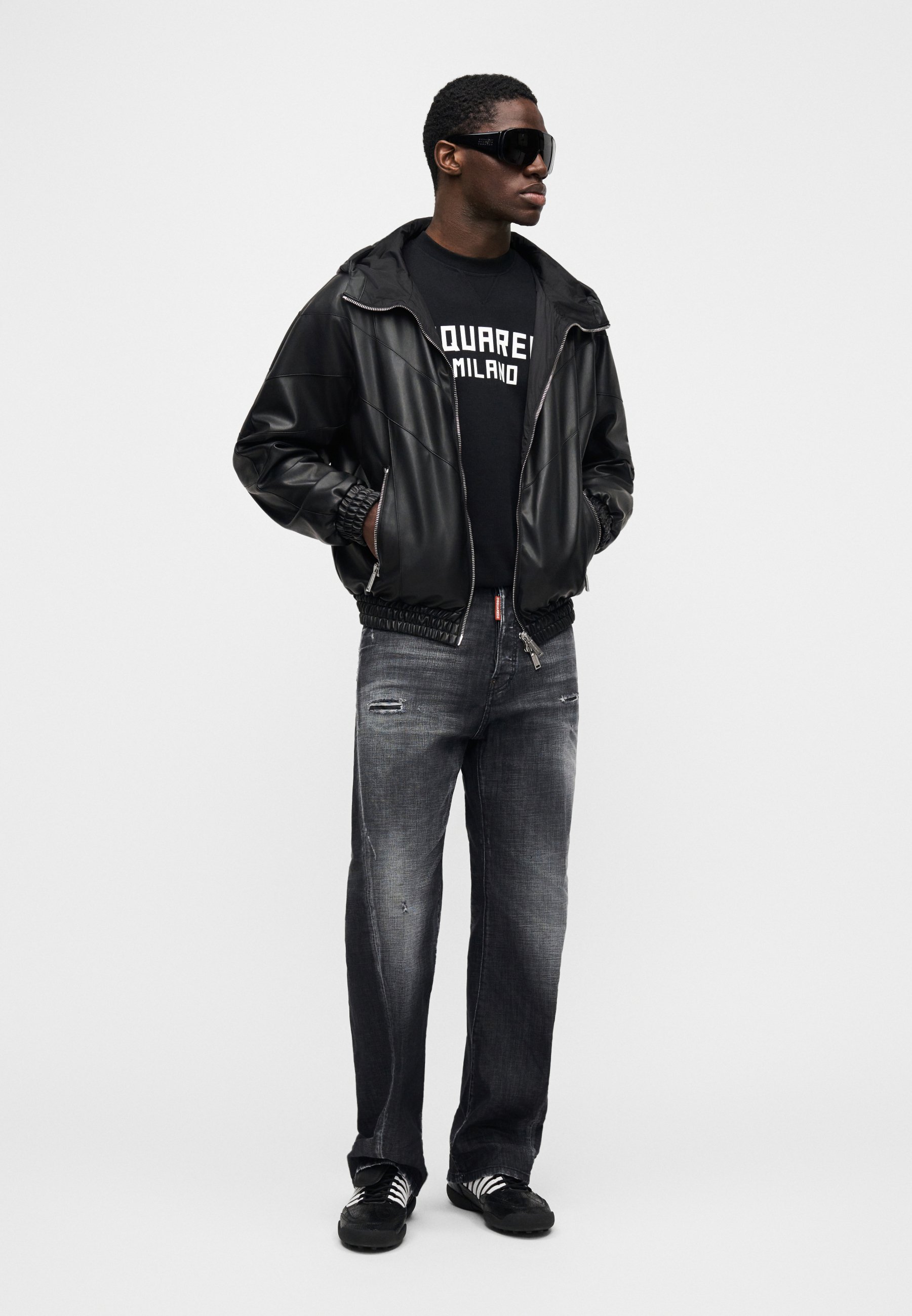 Dsquared2 ZIPPED - Faux leather jacket - black - Zalando.co.uk