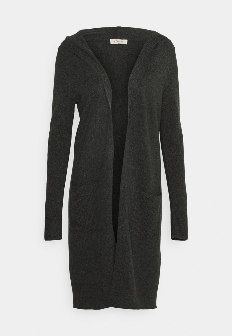 Zopfmuster Flauschige Strickjacke Dunkelgrauer Cardigan Damen LONG