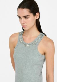 LIU JO WITH BEJEWELLED APPLIQUÉS - Top - Grey