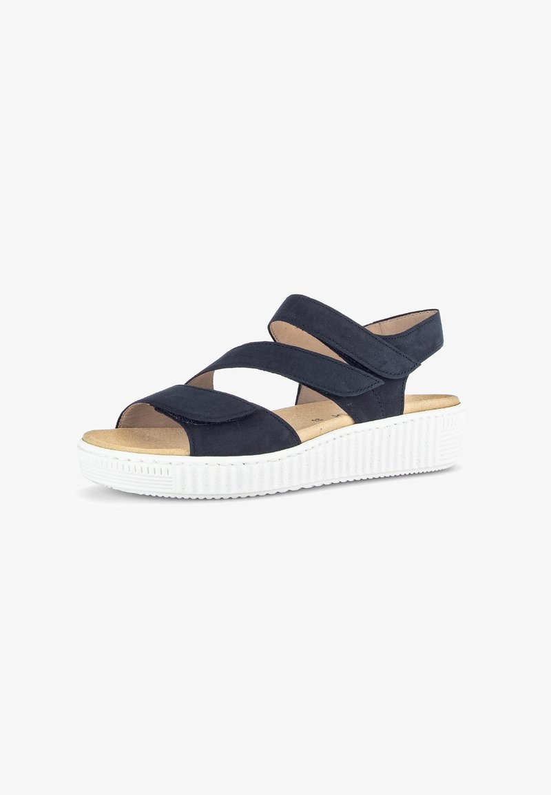 Gabor Sandales Plateforme Femme - Confort Été Cuir & Velcro - Talon 4,5 Cm Élégant