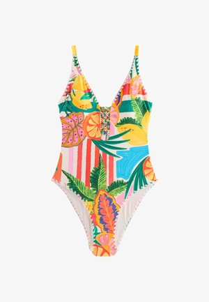 TALL FIT - MACRAME WHIPSTITCH PLUNGE TUMMY CONTROL - Maudymosi kostiumėlis - red/green