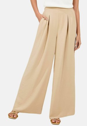 Lipsy HIGH WAISTED WIDE LEG - Trousers - stone