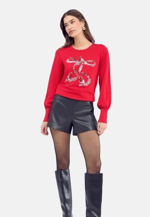 PETITE CHRISTMAS CREW NECK  - Svetrík - red robin bow