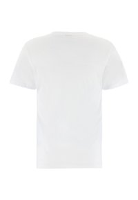 Witte katoenen t-shirt met korte mouwen, ronde hals en een gladde textuur. Geen zichtbare patronen of logo's. Eenvoudig, klassiek ontwerp.