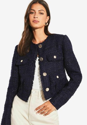 Lipsy CROPPED TAILORED BUTTON THROUGH POCKET REGULAR - Lichte jas - navy blue boucle