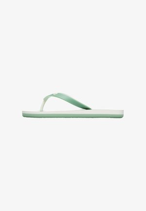Chancla verde con una parte superior de goma suave y una base ligera. Presenta una entresuela blanca y suela texturizada para un mejor agarre.
