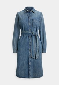 BELTED DENIM SHIRTDRESS - Spijkerjurk - odwin wash