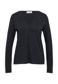 MIT HENLEY-AUSSCHNITT UND FLAMMSTRUKTUR - Langarmshirt - navy