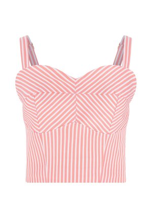 Roze-wit gestreept cropped bustiertop met verstelbare schouderbandjes en een sweetheart halslijn.