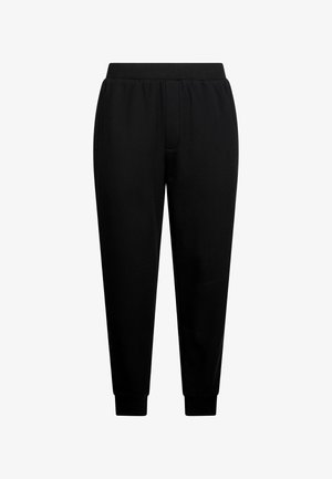 Pantaloni jogging neri realizzati in tessuto morbido, con vita elastica, tasche laterali e polsini affusolati. Design semplice e versatile.