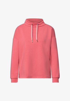 Sweat à capuche rose avec col bénitier, manches longues et cordons de serrage réglables. Confectionné en tissu doux et texturé avec poignets côtelés.