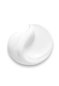 Crème blanche avec une texture lisse, formée en une courbe, reflétant la lumière et apparaissant douce et épaisse. Pas de particules ou de débris visibles.