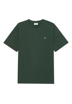 Kurzärmeliges T-Shirt aus dunkelgrünem Baumwollstoff mit Rundhalsausschnitt. Verfügt über ein kleines weißes "II"-Logo auf der linken Brust.