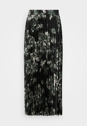 Gonna plissettata nera con motivo floreale verde e bianco. Materiale leggero con vita elastica per il massimo comfort.
