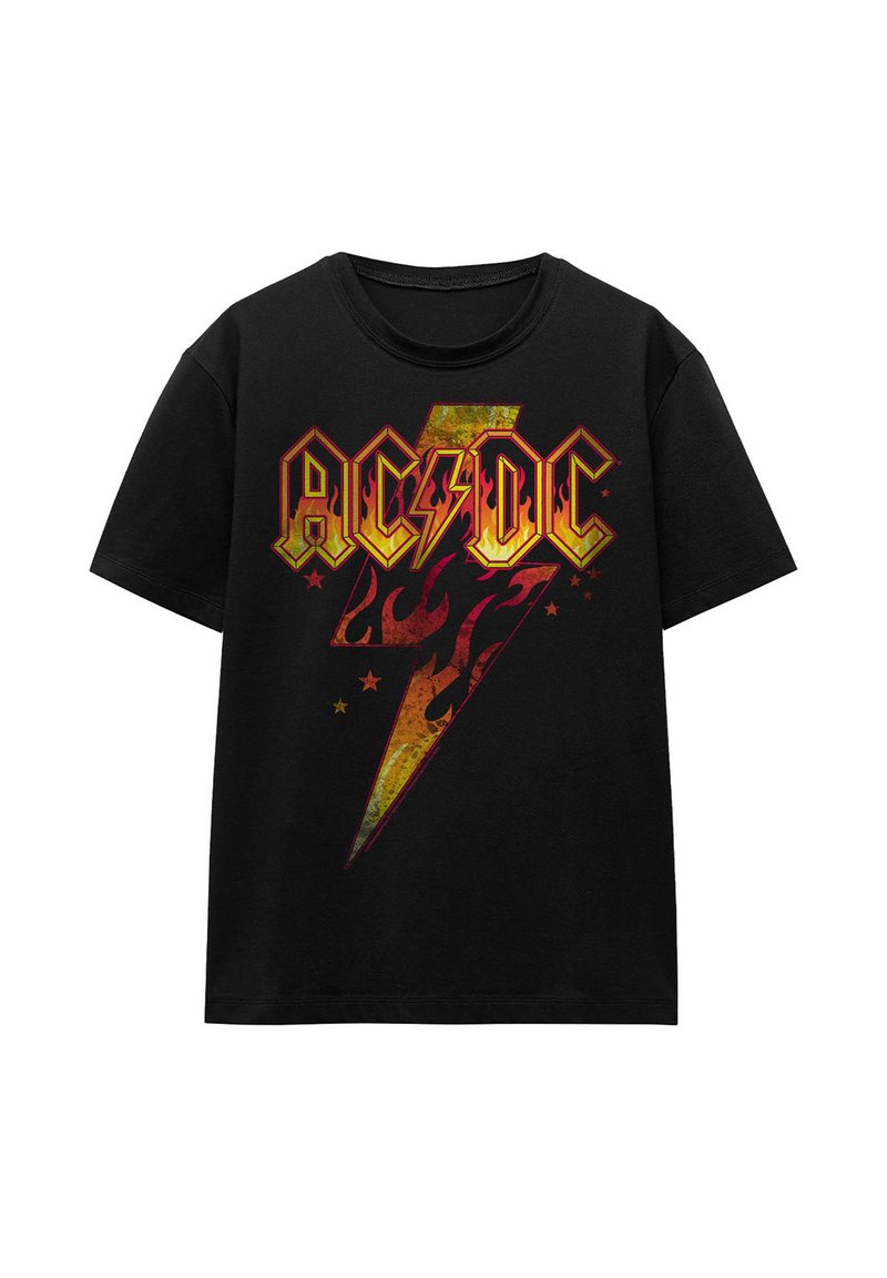 AC/DC T-Shirt Donna – Logo Del Fuoco, Manica Corta, Girocollo, Stile Rock