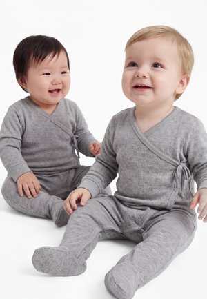Copenhagen Colors, POINTELLE HEART CROSS OVER FULL BODY FEET UNISEX - Grenouillère - grey melange