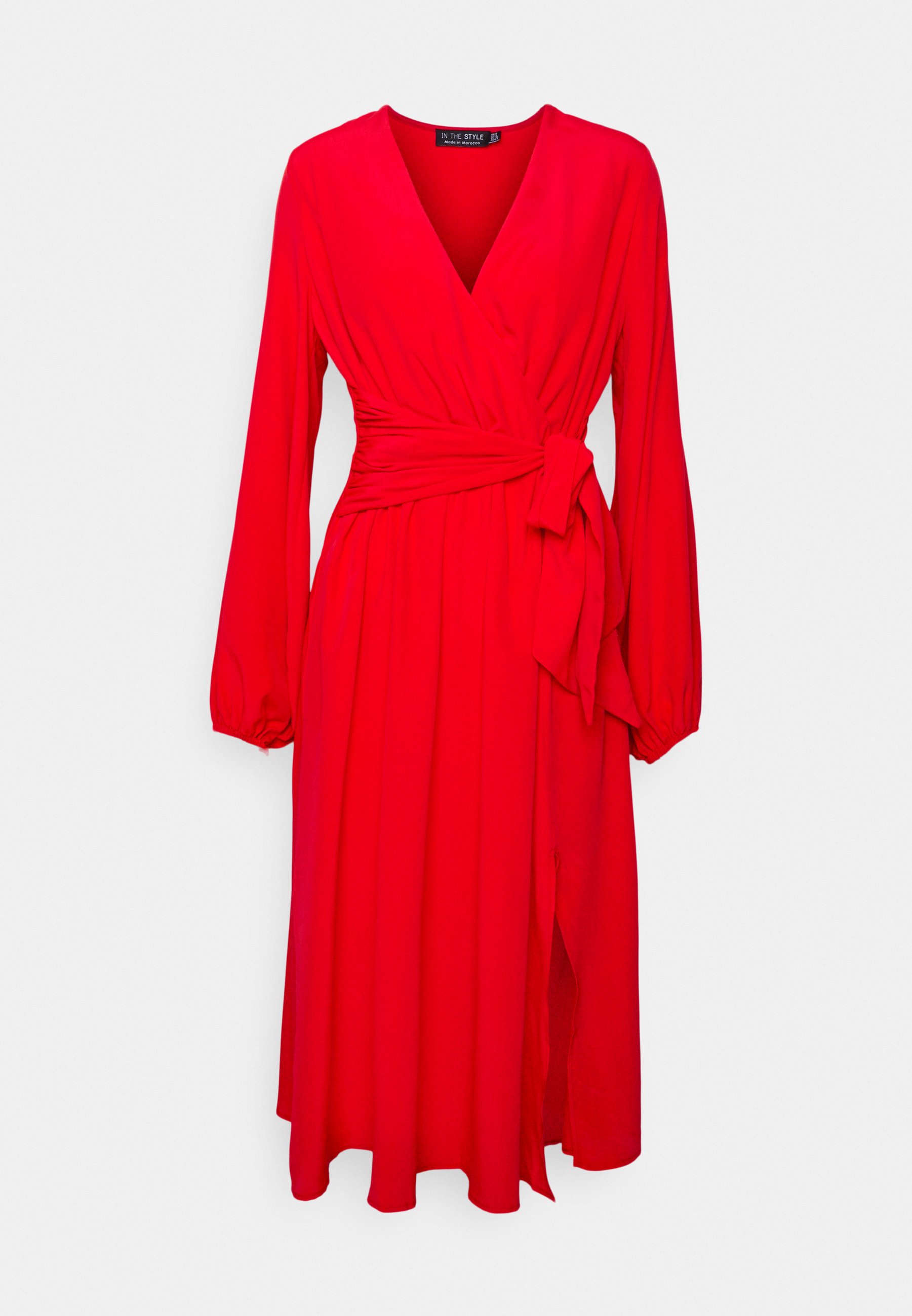 In The Style Charlotte Greedy Balloon Sleeve Wrap Dress Day Dress, Women's, Size: 8, Red