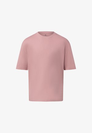 Pink cotton t-shirt with short sleeves, crew neckline, relaxed fit, and smooth texture. No patterns or accents visible.