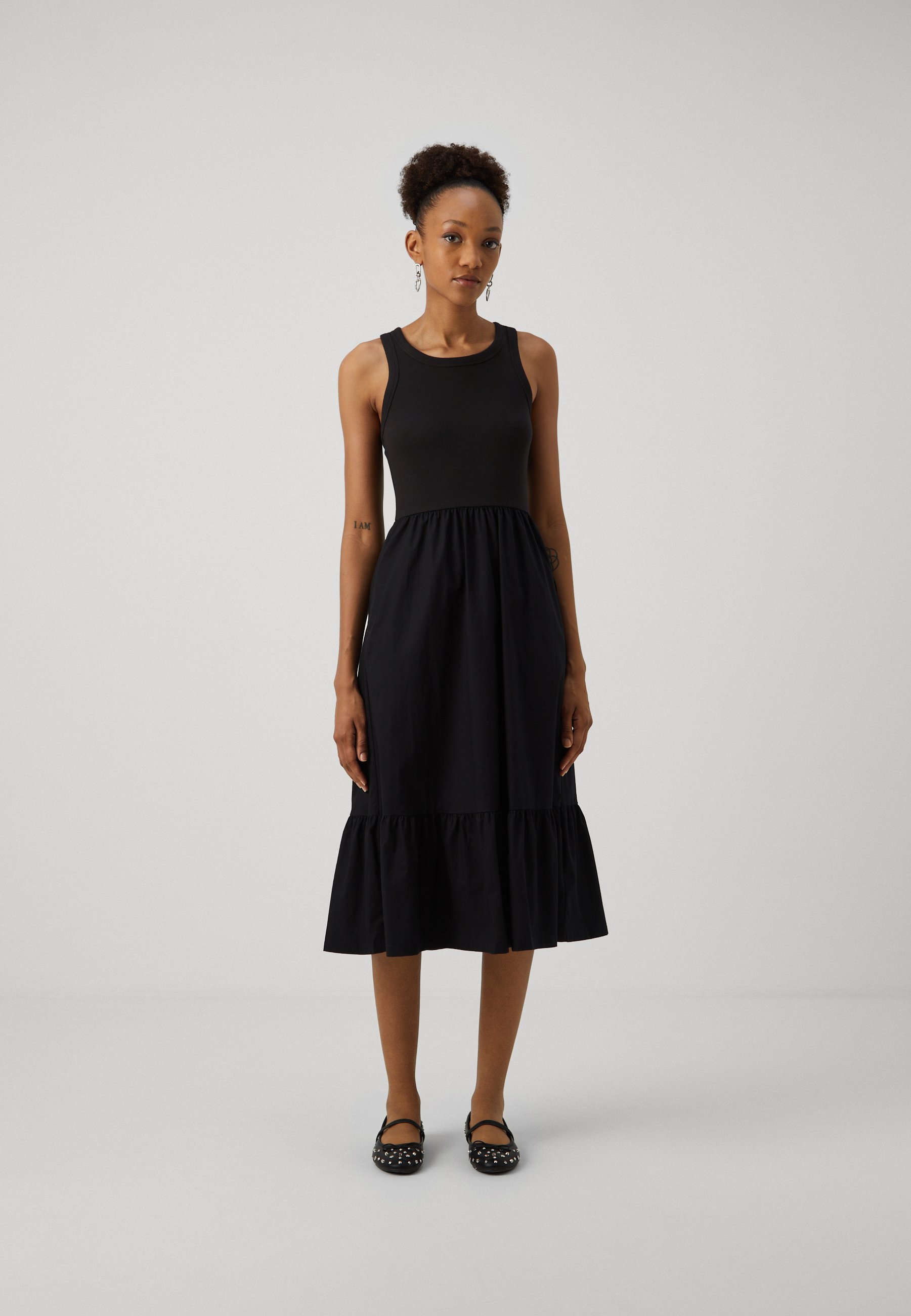 knee length dresses for ladies Gap Black Wrap Midi Dress