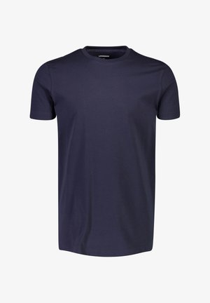 Navy blue short-sleeve t-shirt made of cotton. Features a crew neckline and smooth texture, with no visible patterns or accents.